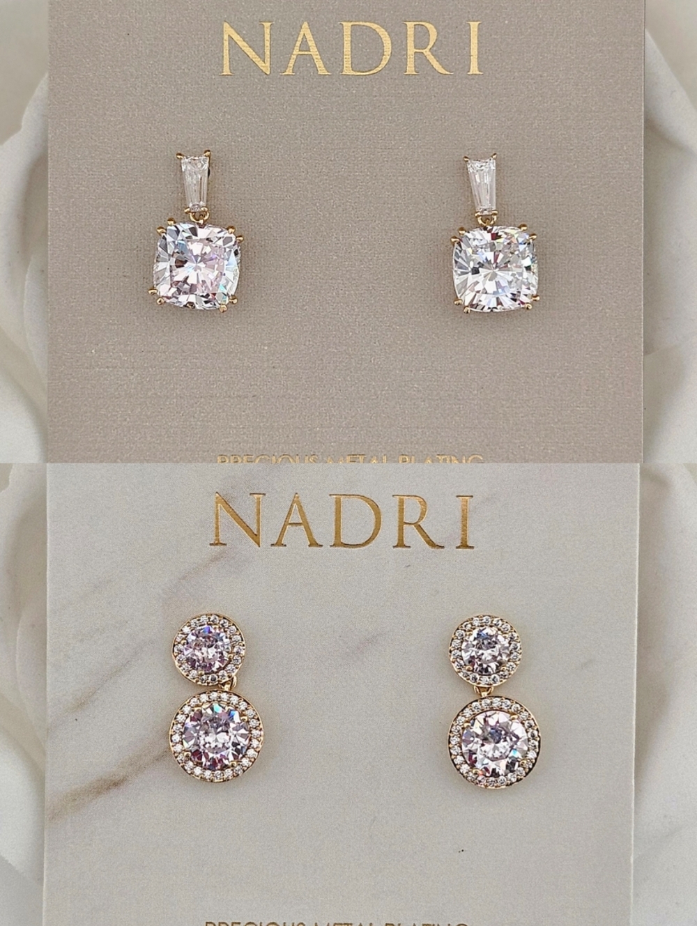 BUNDLE Nadri Halo CZ Drop Earrings & A La Carte CZ Drop Earrings Gold Wedding